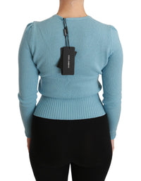 Dolce & Gabbana Blue Wool Queen Heart Pullover Women's Sweater
