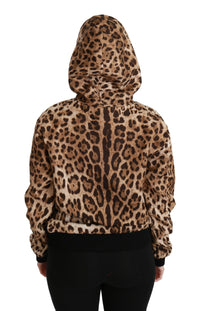 Dolce & Gabbana Brown Hooded Studded Ayers Leopard Women's Sweater