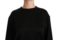 Dolce & Gabbana Black Cotton Crewneck Pullover Women's Sweater