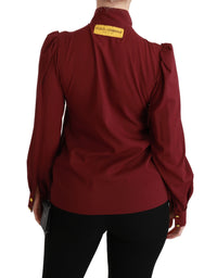 Dolce & Gabbana Maroon Long Sleeve Shirt Blouse Silk Women's Top