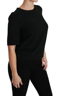 Dolce & Gabbana Black Short Sleeve Casual Top Stretch Women's Blouse