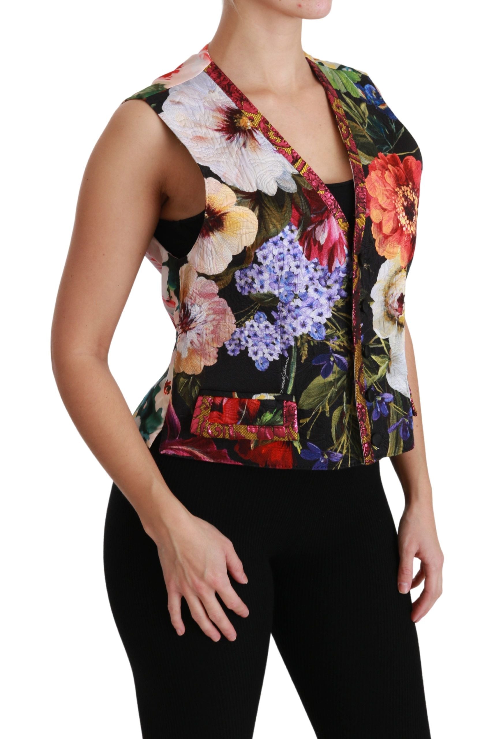 Dolce & Gabbana Dolce & Gabbana Multicolor Floral Sleeveless Waistcoat Top Women's Vest