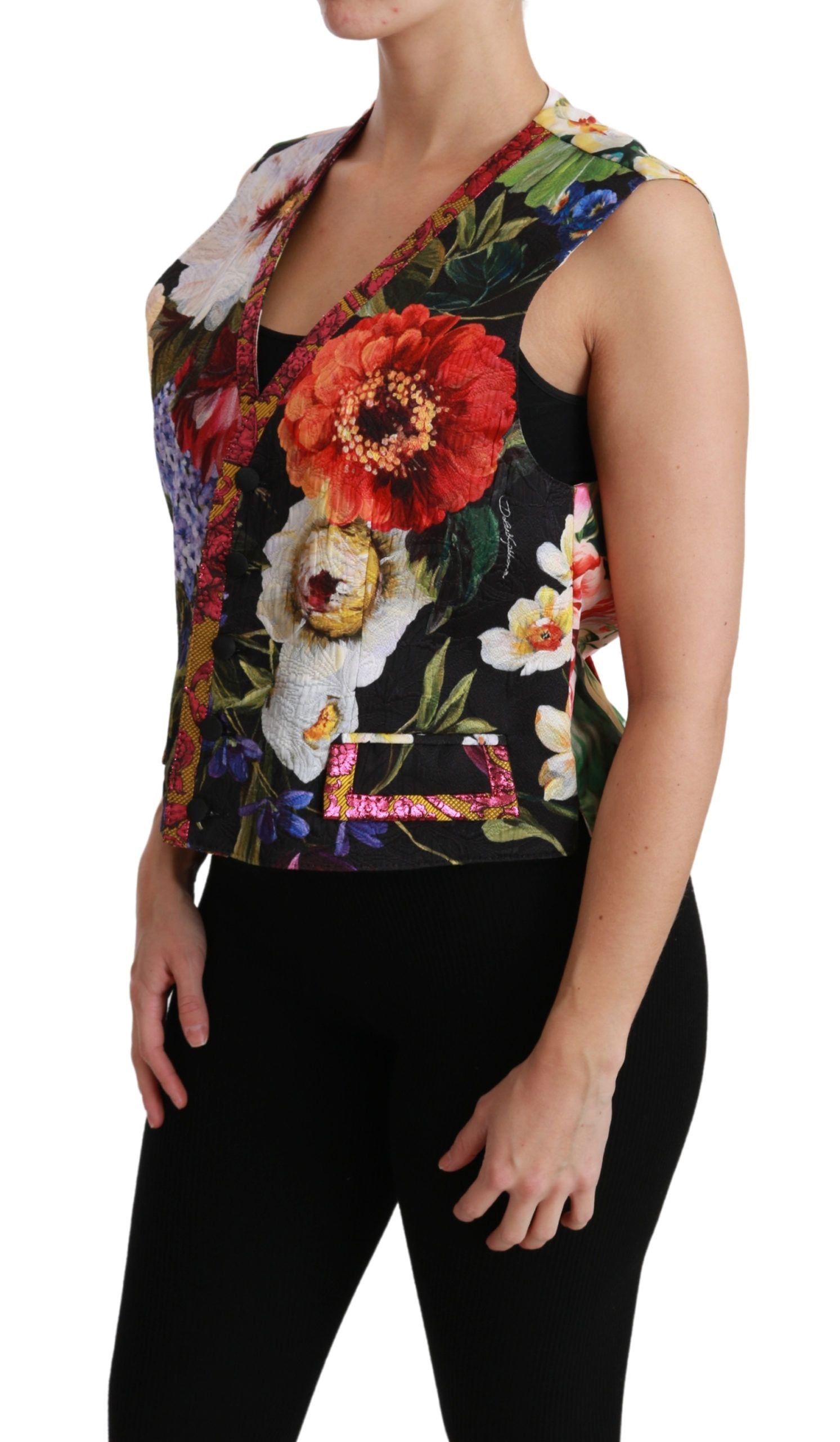 Dolce & Gabbana Dolce & Gabbana Multicolor Floral Sleeveless Waistcoat Top Women's Vest