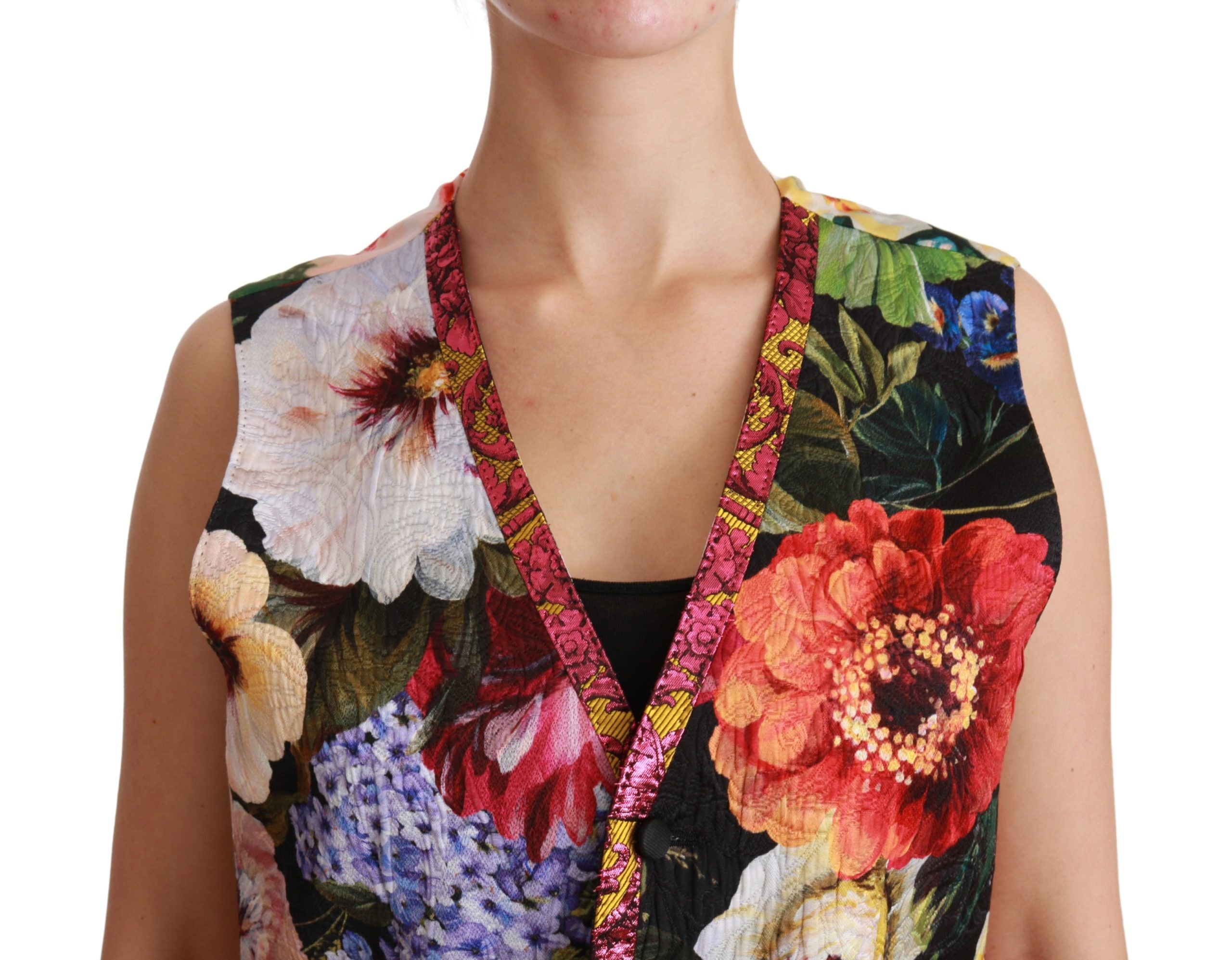 Dolce & Gabbana Dolce & Gabbana Multicolor Floral Sleeveless Waistcoat Top Women's Vest