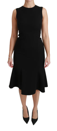 Dolce & Gabbana Black Fit Flare Wool Stretch Sheath Women's Dress  Bluefly