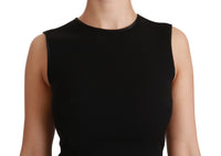 Dolce & Gabbana Black Fit Flare Wool Stretch Sheath Women's Dress