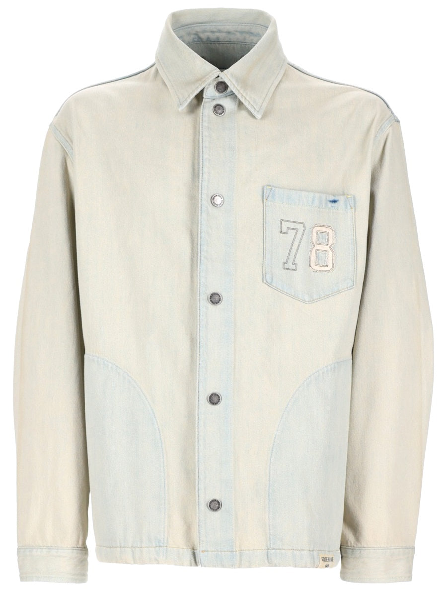 Golden Goose Men Giacca In Denim Con Tasca Ricamata