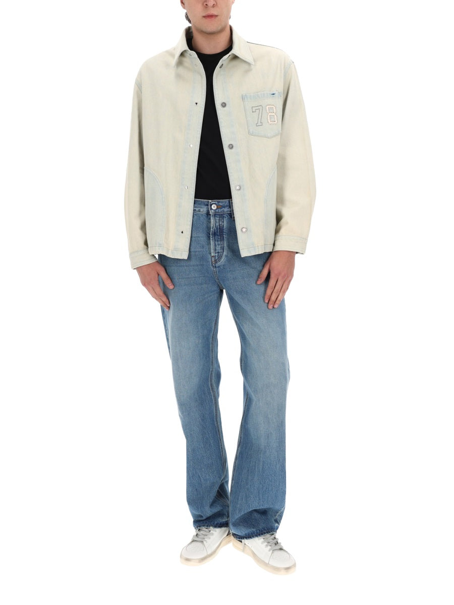 Golden Goose Men Giacca In Denim Con Tasca Ricamata