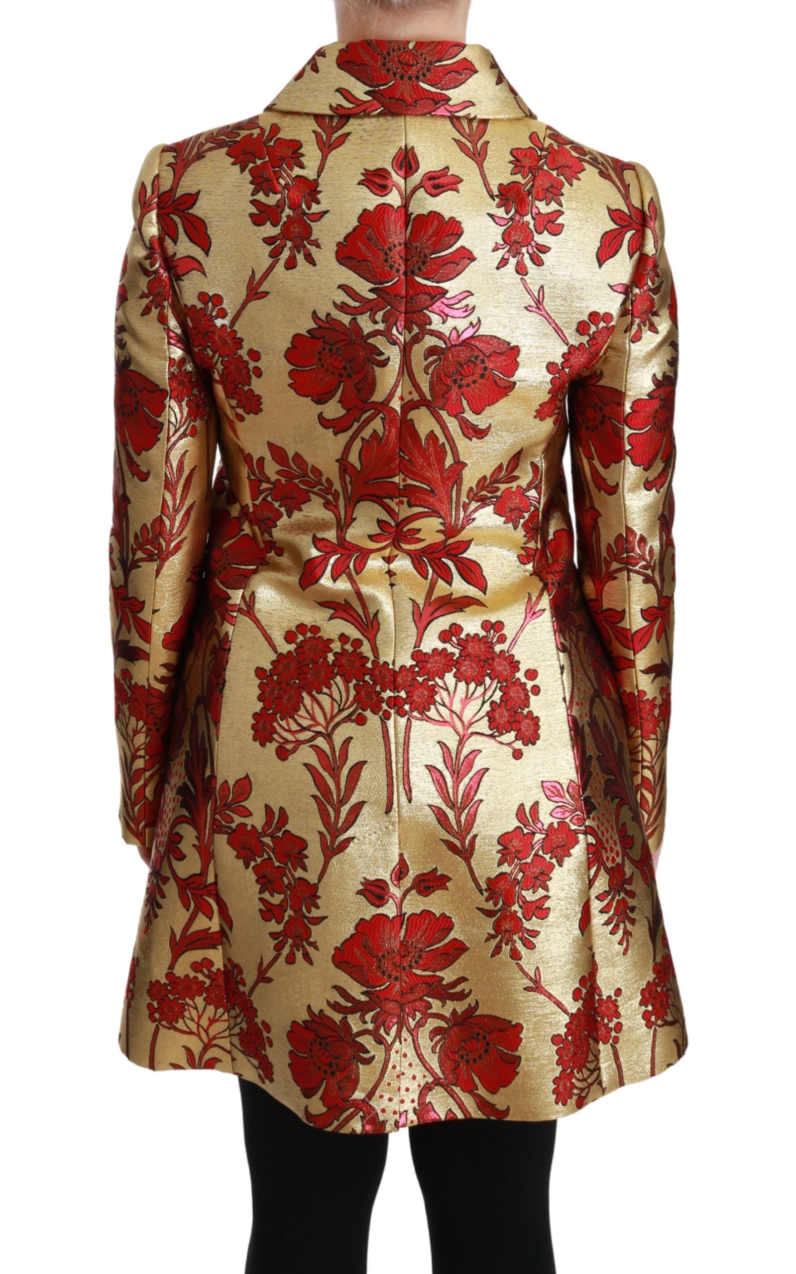 Dolce & Gabbana Dolce & Gabbana Red Gold Floral Brocade Cape Coat Women's Jacket
