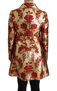 Dolce & Gabbana Dolce & Gabbana Red Gold Floral Brocade Cape Coat Women's Jacket