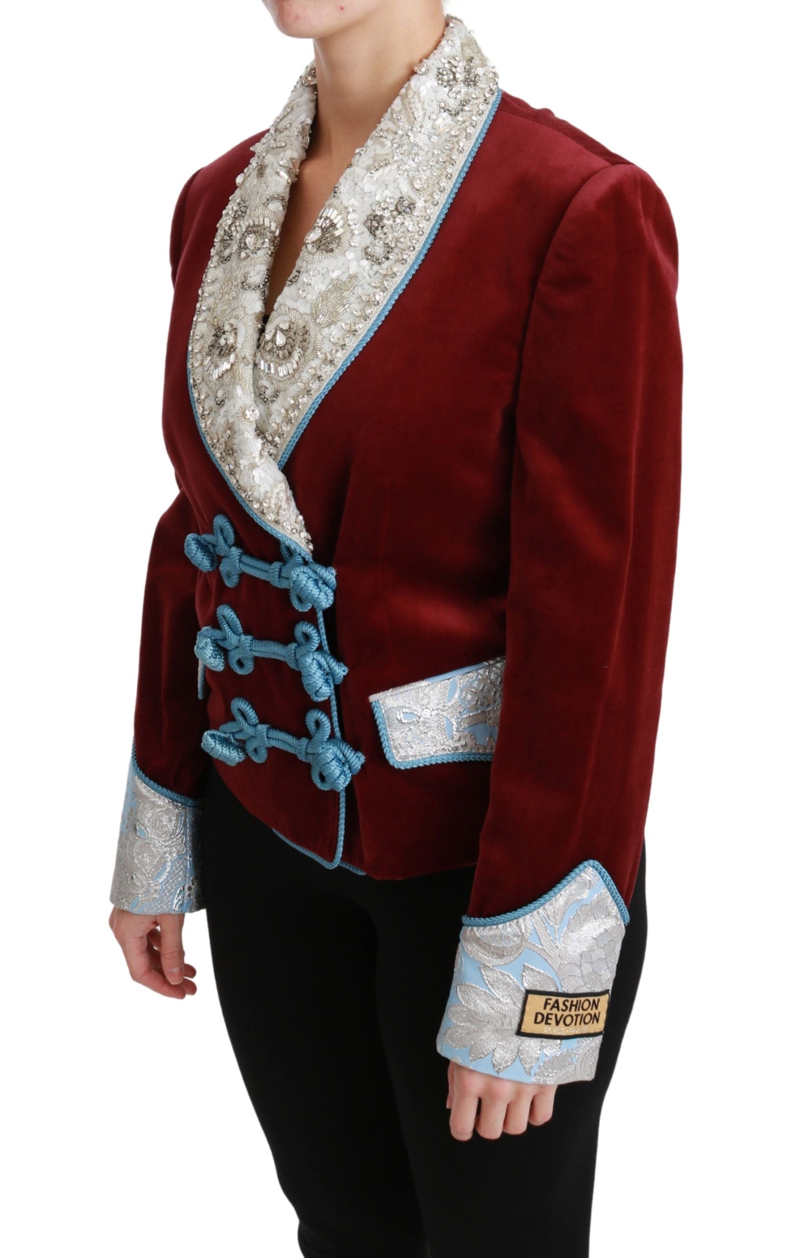 Dolce & Gabbana Dolce & Gabbana Red Velvet Baroque Crystal Blazer Women's Jacket