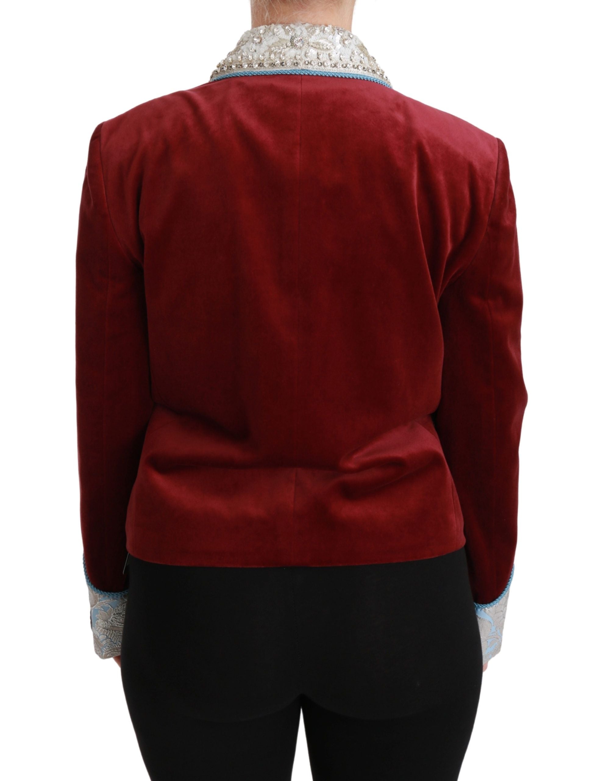 Dolce & Gabbana Dolce & Gabbana Red Velvet Baroque Crystal Blazer Women's Jacket