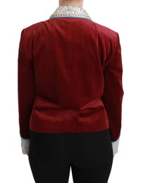 Dolce & Gabbana Dolce & Gabbana Red Velvet Baroque Crystal Blazer Women's Jacket