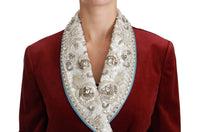 Dolce & Gabbana Dolce & Gabbana Red Velvet Baroque Crystal Blazer Women's Jacket