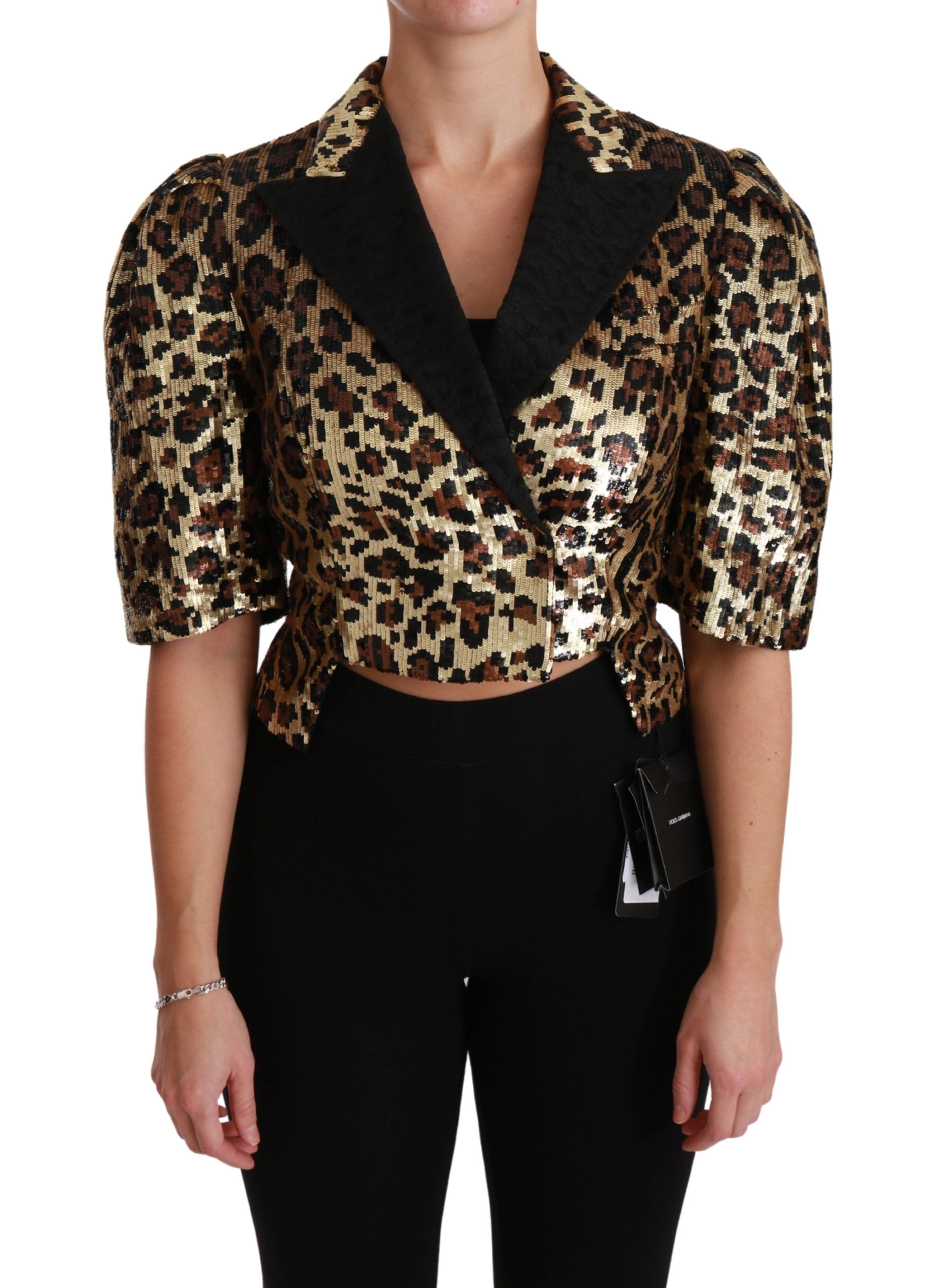 Dolce & Gabbana Dolce & Gabbana Blazer Gold Leopard Sequined Women's Jacket