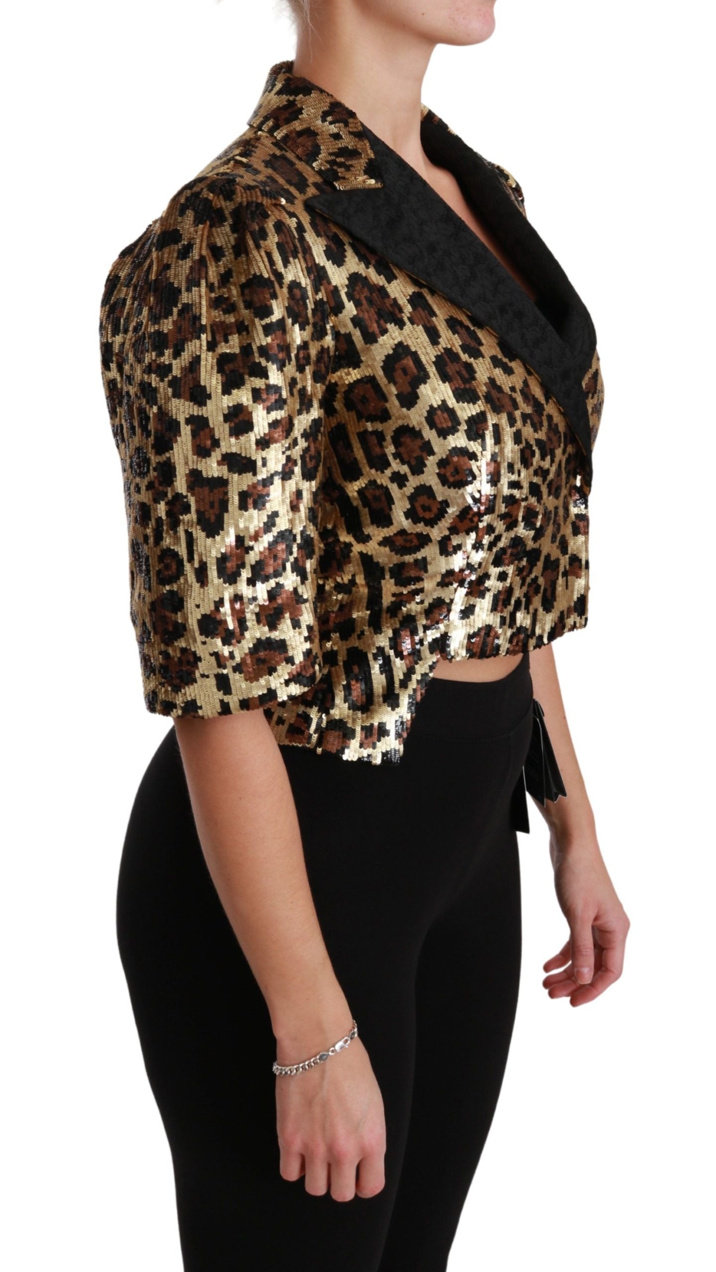 Dolce & Gabbana Dolce & Gabbana Blazer Gold Leopard Sequined Women's Jacket