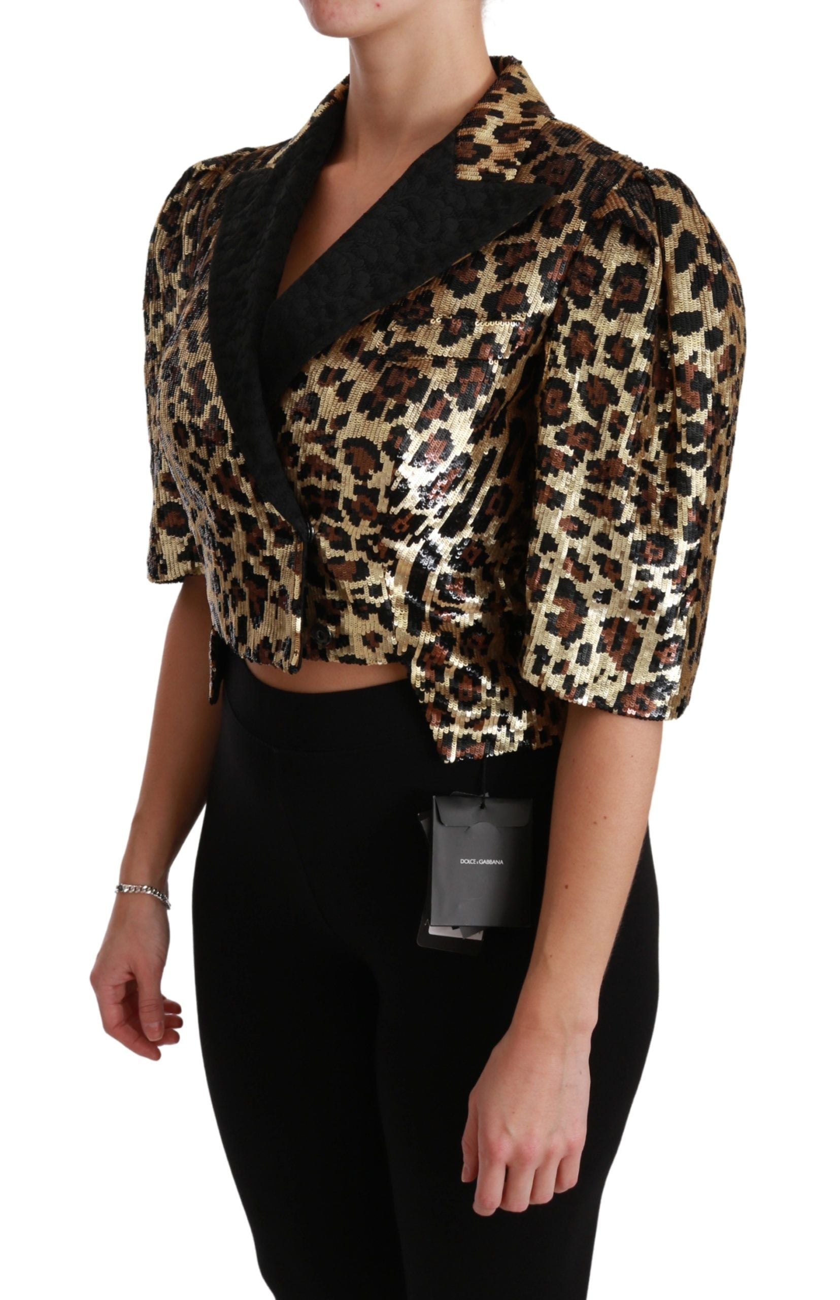 Dolce & Gabbana Dolce & Gabbana Blazer Gold Leopard Sequined Women's Jacket
