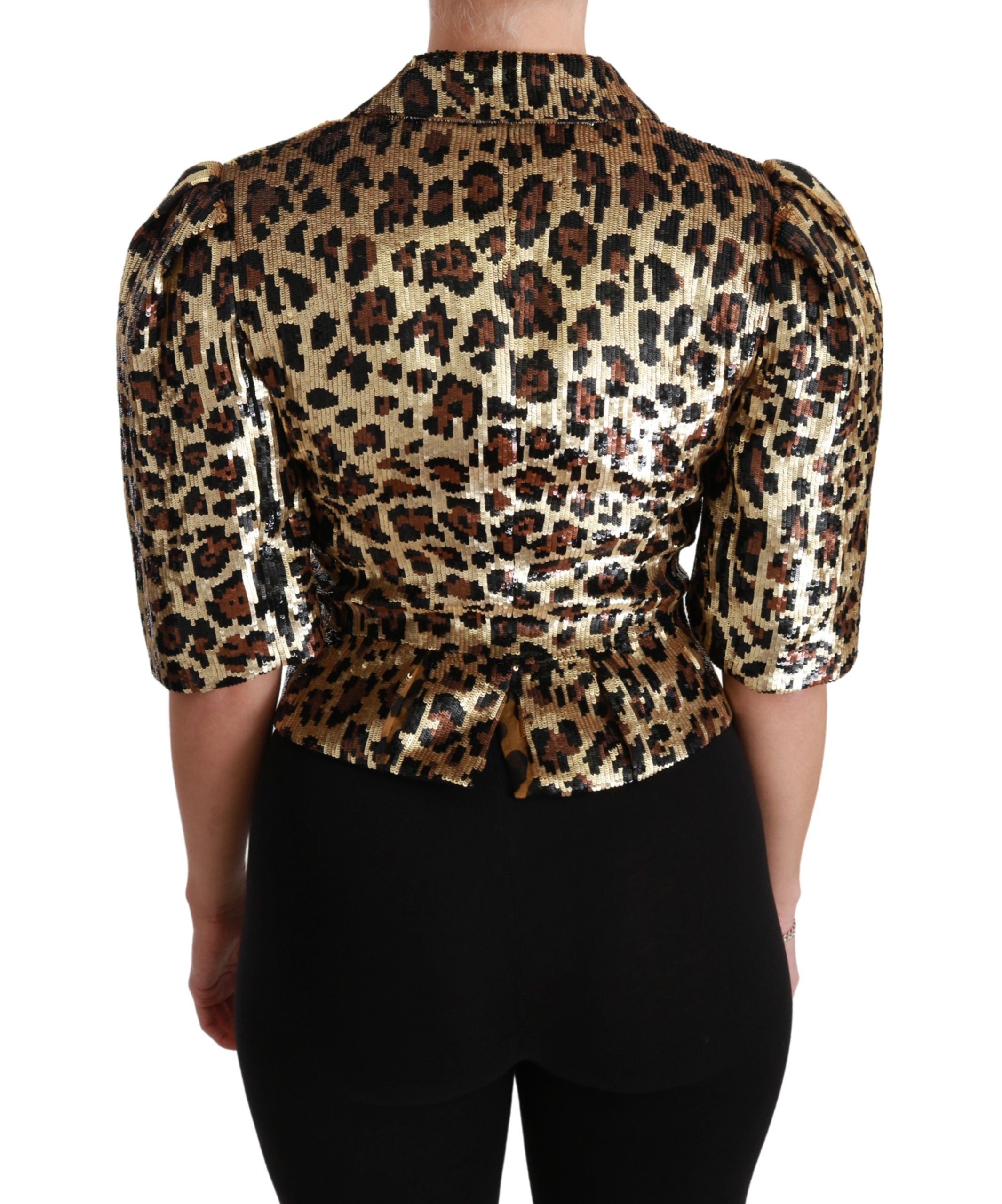 Dolce & Gabbana Dolce & Gabbana Blazer Gold Leopard Sequined Women's Jacket