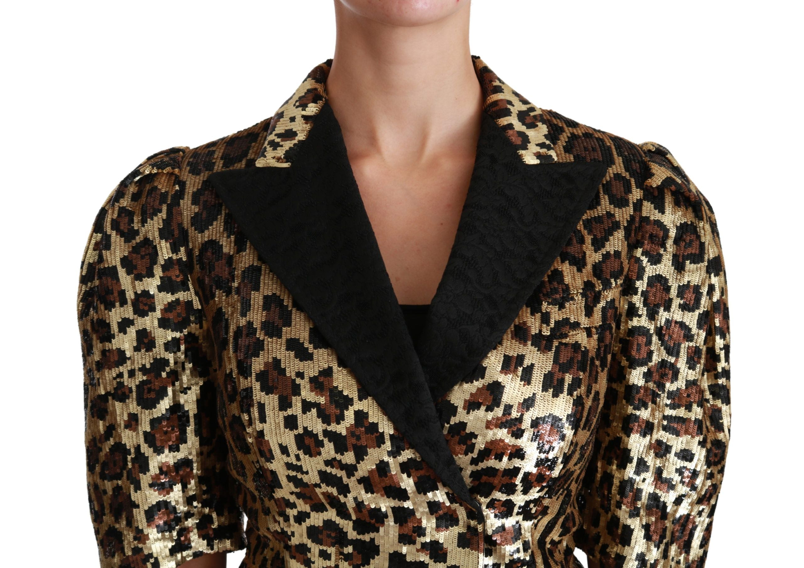 Dolce & Gabbana Dolce & Gabbana Blazer Gold Leopard Sequined Women's Jacket
