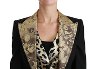 Dolce & Gabbana Black Jacquard Vest Blazer Coat Wool Women's Jacket