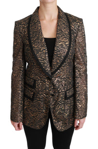 Dolce & Gabbana Dolce & Gabbana Gold Black Lace Blazer Coat Floral Women's Jacket