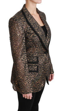 Dolce & Gabbana Dolce & Gabbana Gold Black Lace Blazer Coat Floral Women's Jacket