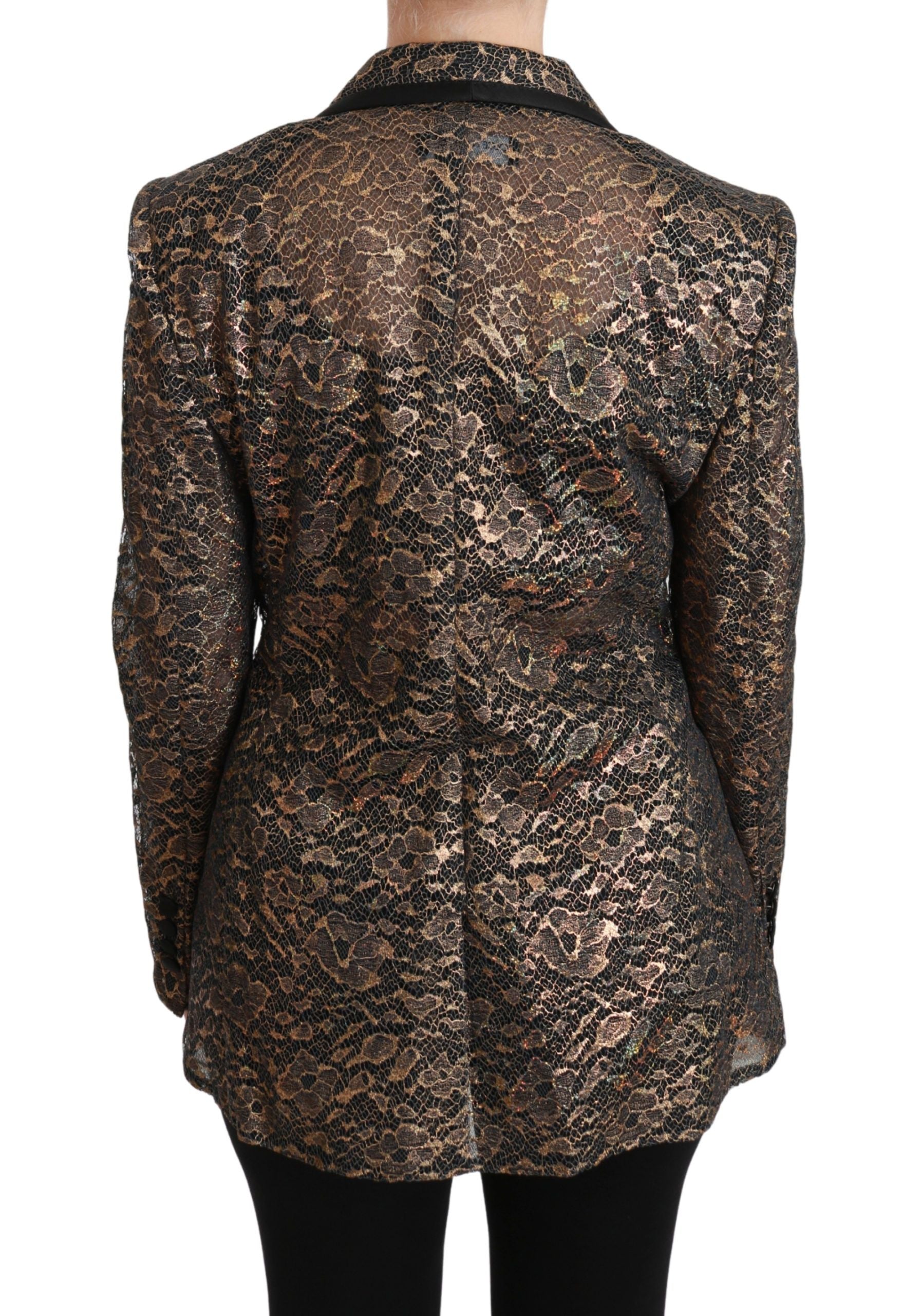 Dolce & Gabbana Dolce & Gabbana Gold Black Lace Blazer Coat Floral Women's Jacket
