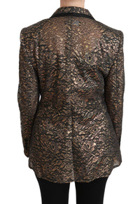 Dolce & Gabbana Dolce & Gabbana Gold Black Lace Blazer Coat Floral Women's Jacket