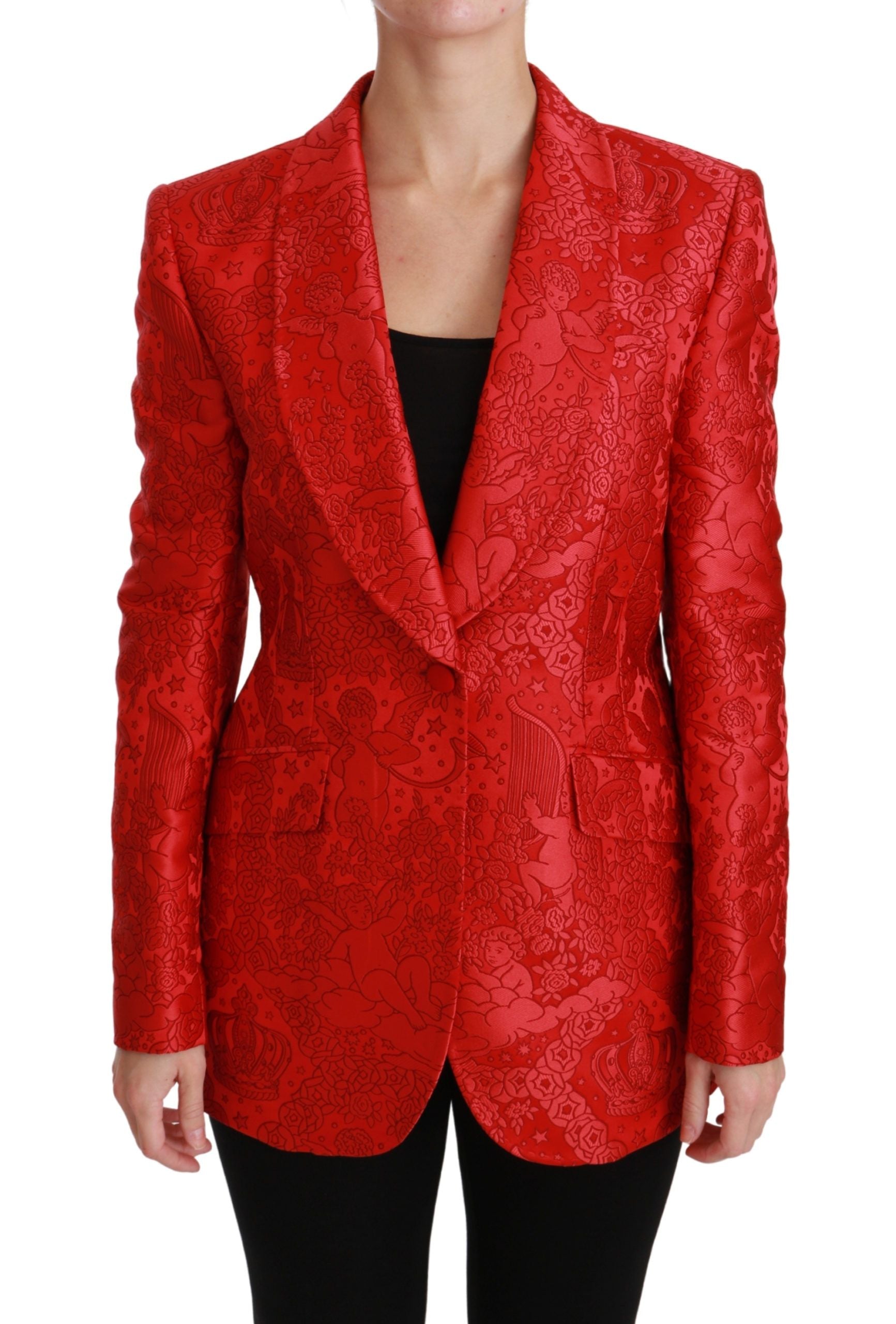 Dolce & Gabbana Dolce & Gabbana Red Floral Angel Blazer Coat Women's Jacket