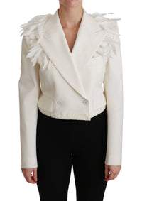 Dolce & Gabbana Dolce & Gabbana White Double Breasted Coat Wool Women's Jacket