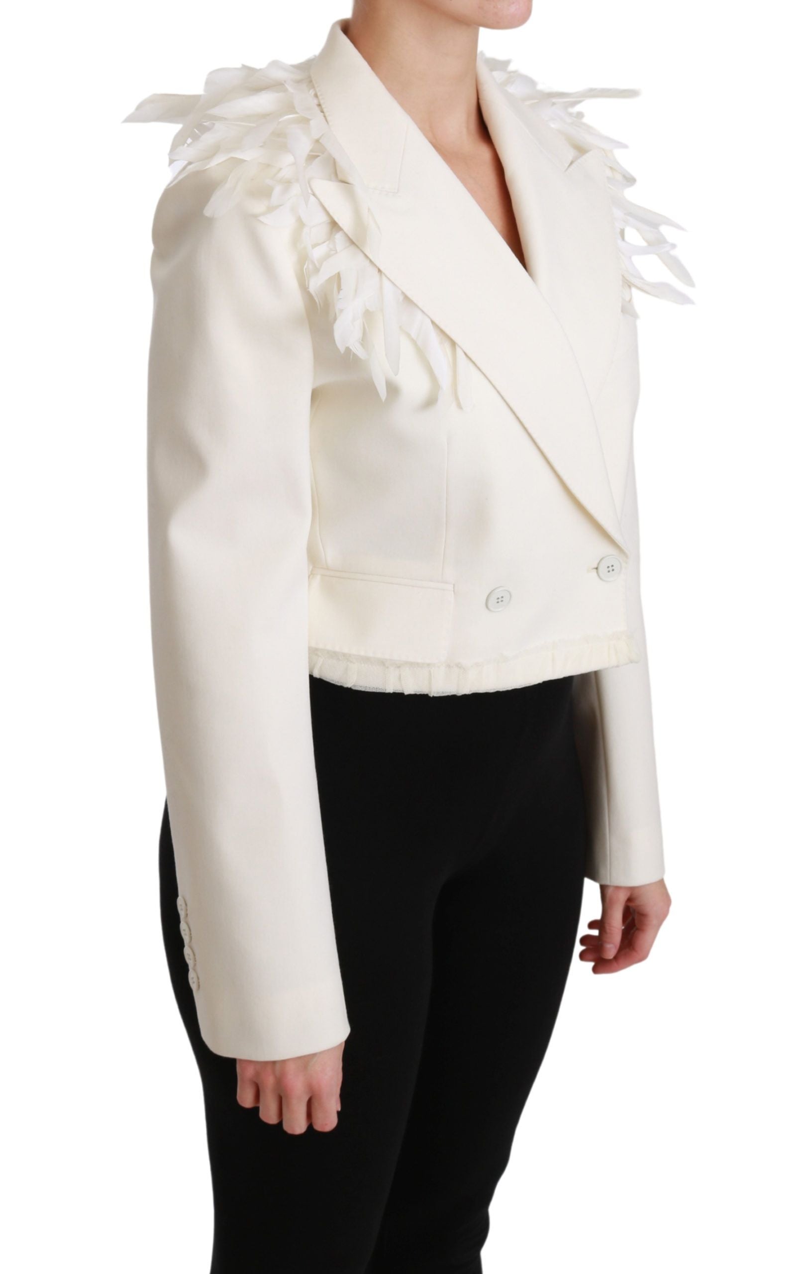 Dolce & Gabbana Dolce & Gabbana White Double Breasted Coat Wool Women's Jacket