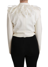 Dolce & Gabbana Dolce & Gabbana White Double Breasted Coat Wool Women's Jacket