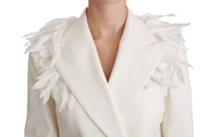 Dolce & Gabbana Dolce & Gabbana White Double Breasted Coat Wool Women's Jacket