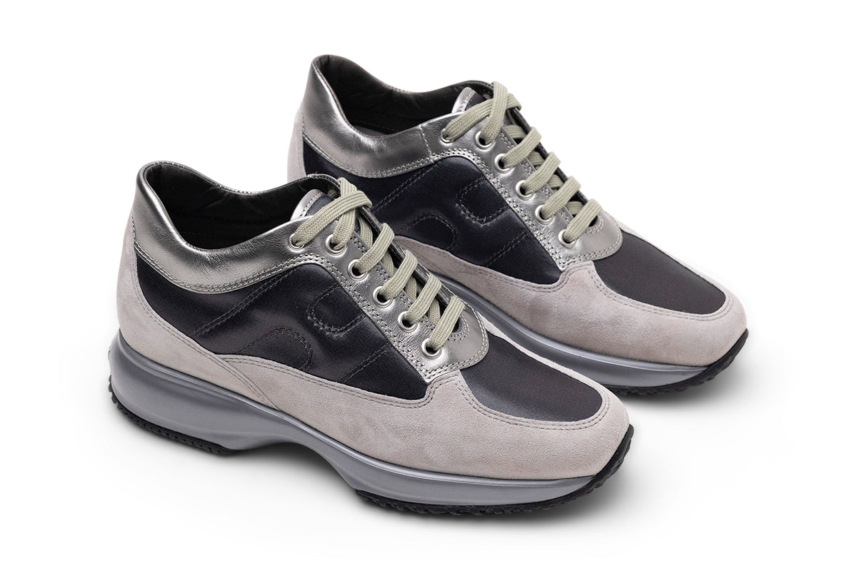 Hogan Interactive Allacciato Metallic-Panel Suede Sneakers