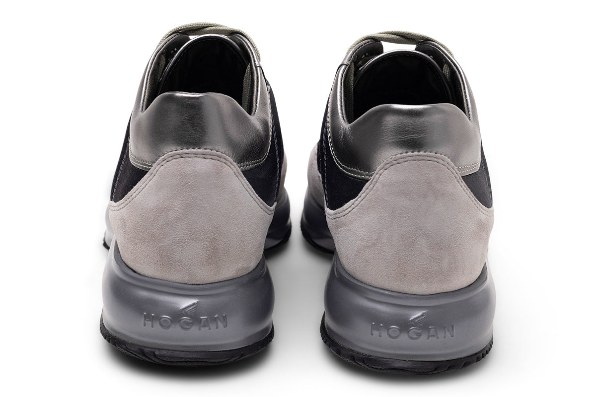 Hogan Interactive Allacciato Metallic-Panel Suede Sneakers