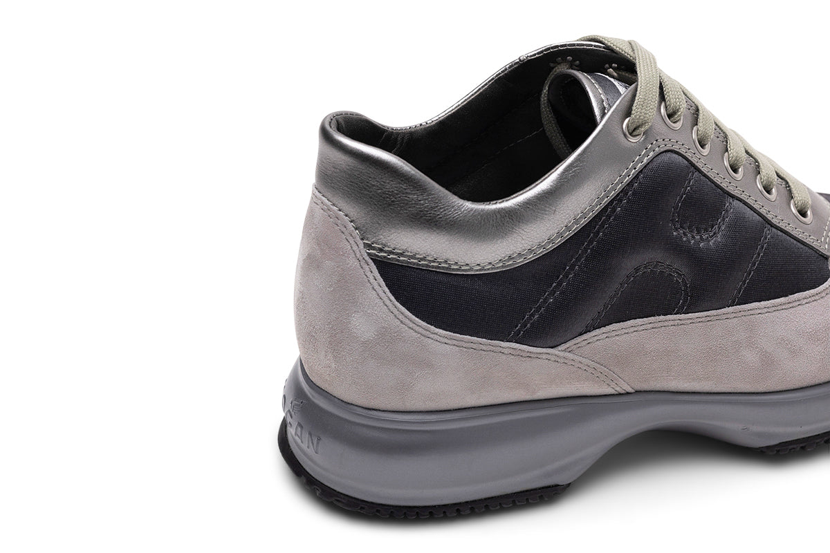 Hogan Interactive Allacciato Metallic-Panel Suede Sneakers