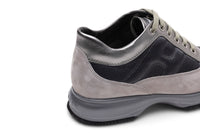 Hogan Interactive Allacciato Metallic-Panel Suede Sneakers