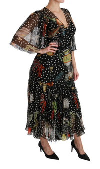 Dolce & Gabbana Black Sea Fish Sicily A-line Shift Women's Dress