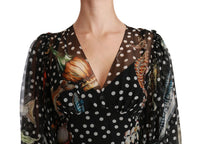 Dolce & Gabbana Black Sea Fish Sicily A-line Shift Women's Dress