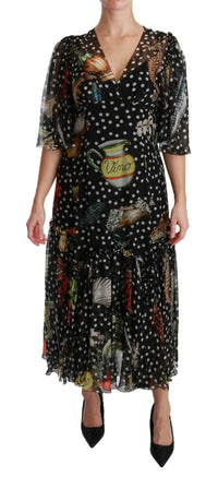 Dolce & Gabbana Black Sea Fish Sicily A-line Shift Women's Dress