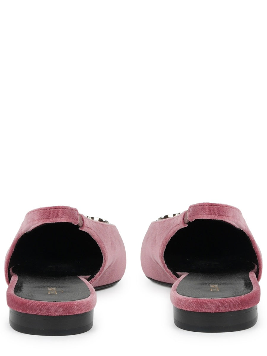 Celine Women Alma Triomphe Velvet Flat Slingback 05