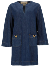 Valentino Women Abito In Denim "Chambray"