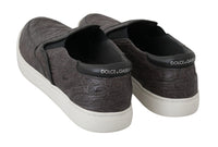 Dolce & Gabbana Gray Leather Flat Caiman Mens Loafers Men's Shoes