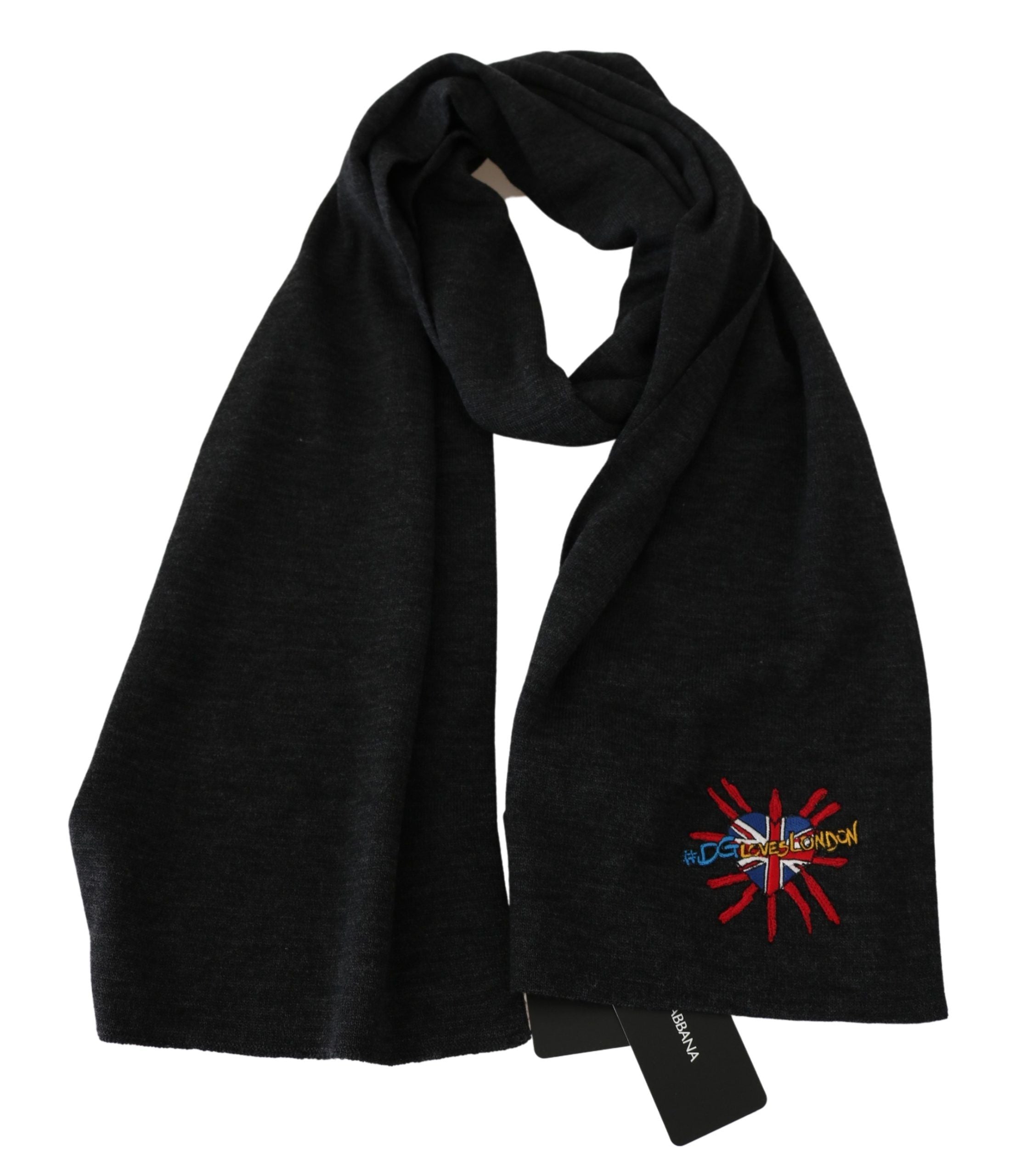 Dolce & Gabbana Dolce & Gabbana Gray #DGLovesLondon Wool Wrap Wool  Scarf