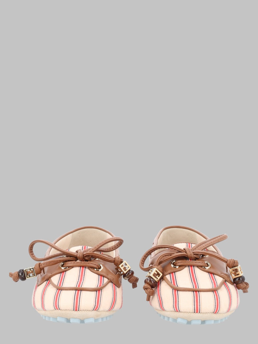 Fendi Women Mocassino In Canvas Ff E Pelle