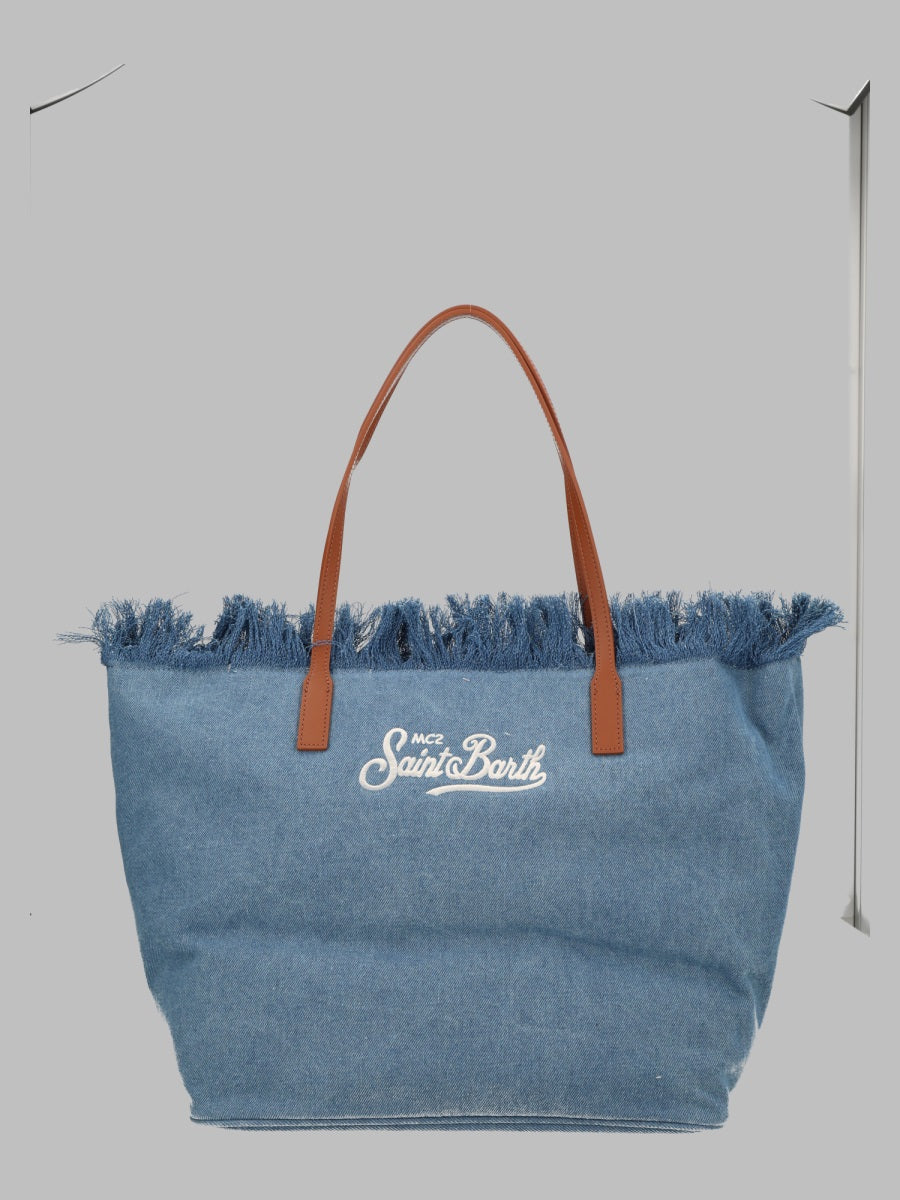 MC2 SAINT BARTH Mc2 Saint Barth Women Borsa "City" In Denim Con Frange