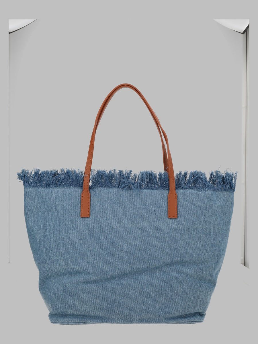 MC2 SAINT BARTH Mc2 Saint Barth Women Borsa "City" In Denim Con Frange