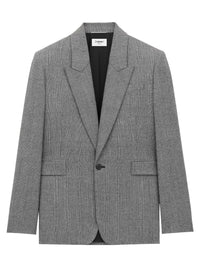 SAINT LAURENT PARIS Prince Of Wales Wool Flannel Jacket Women