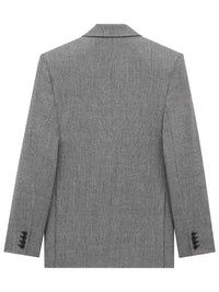 SAINT LAURENT PARIS Prince Of Wales Wool Flannel Jacket Women