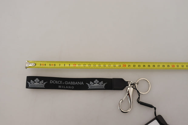 Dolce & Gabbana Logo Keychain in  Polyester and Silver Tone Brass